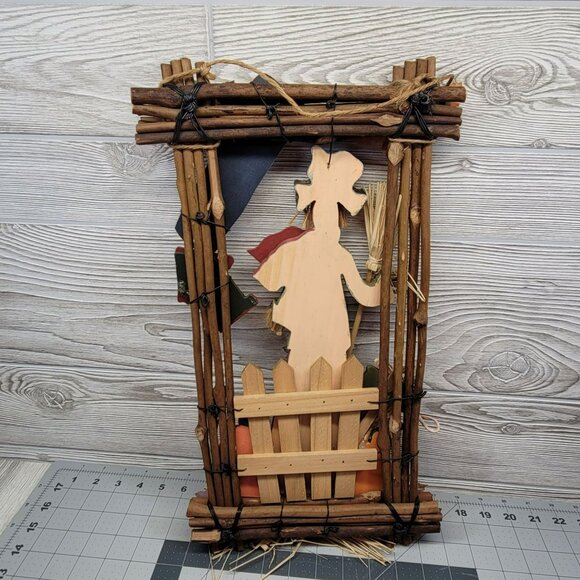 Welcome Harvest Fall Scarecrow Wall Hanging Decor‎ Crow Bird House Pumpkin READ - Picture 7 of 7